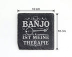 Schiefer Untersetzer Banjo ist meine Therapie - Geschenk für Musiker,  – Bild 4
