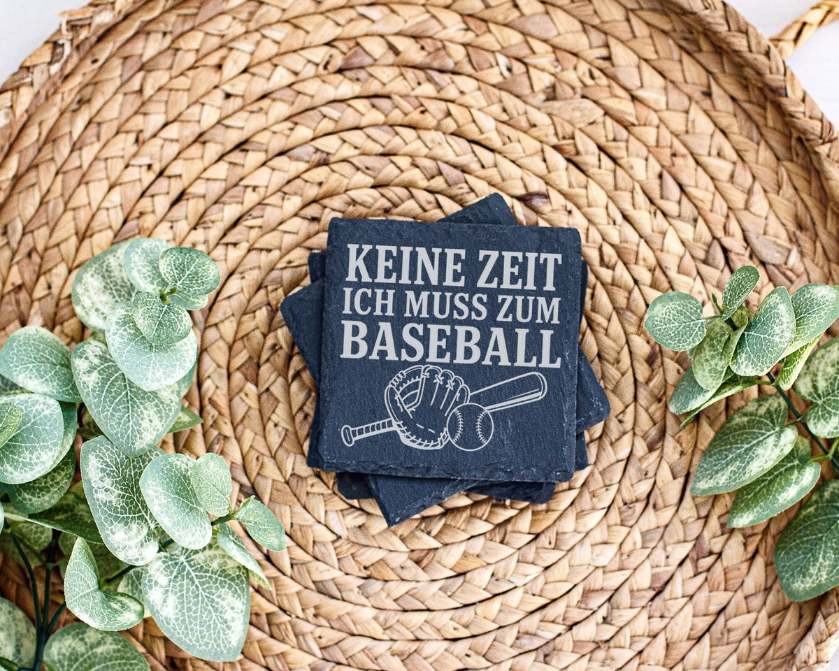 Schiefer Untersetzer Keine Zeit ich muss zum Baseball - Geschenk für B – Bild 3