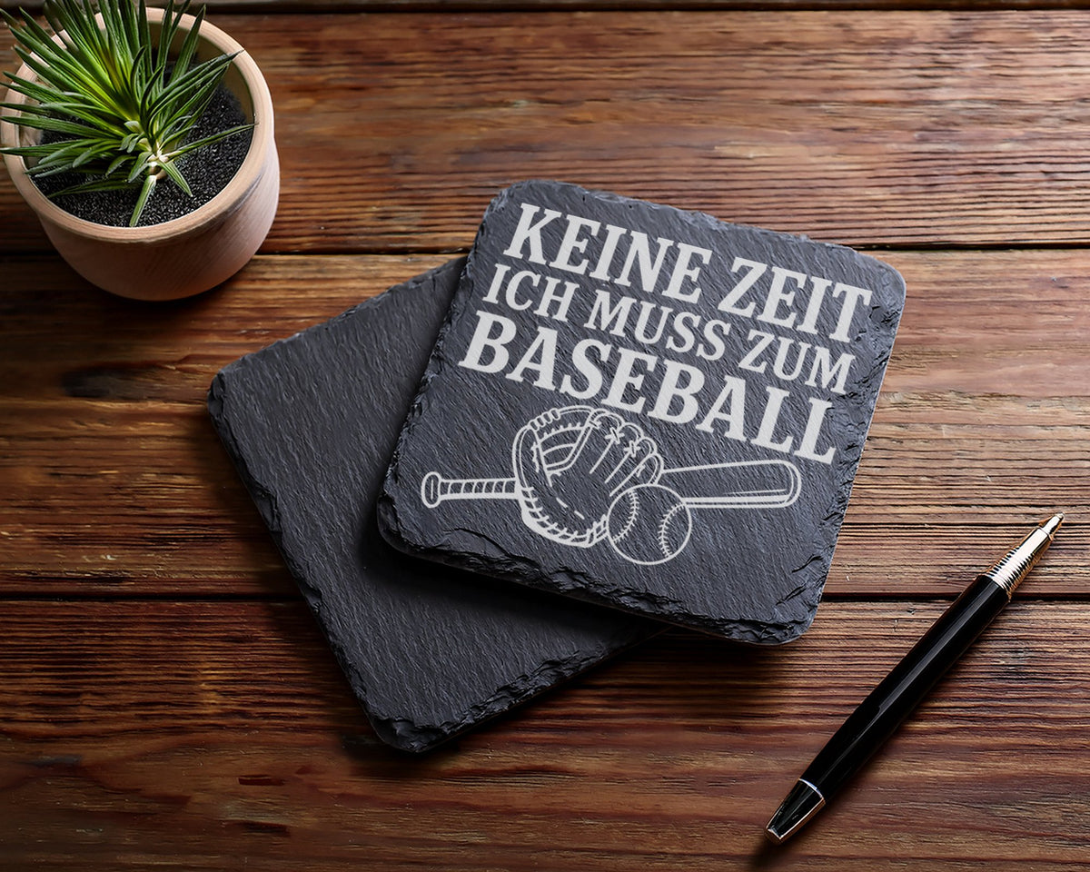Schiefer Untersetzer Keine Zeit ich muss zum Baseball - Geschenk für B – Bild 5