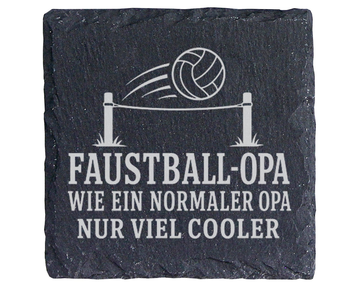 Schiefer Untersetzer Faustball Opa wie ein normaler nur viel cooler -  – Bild 1
