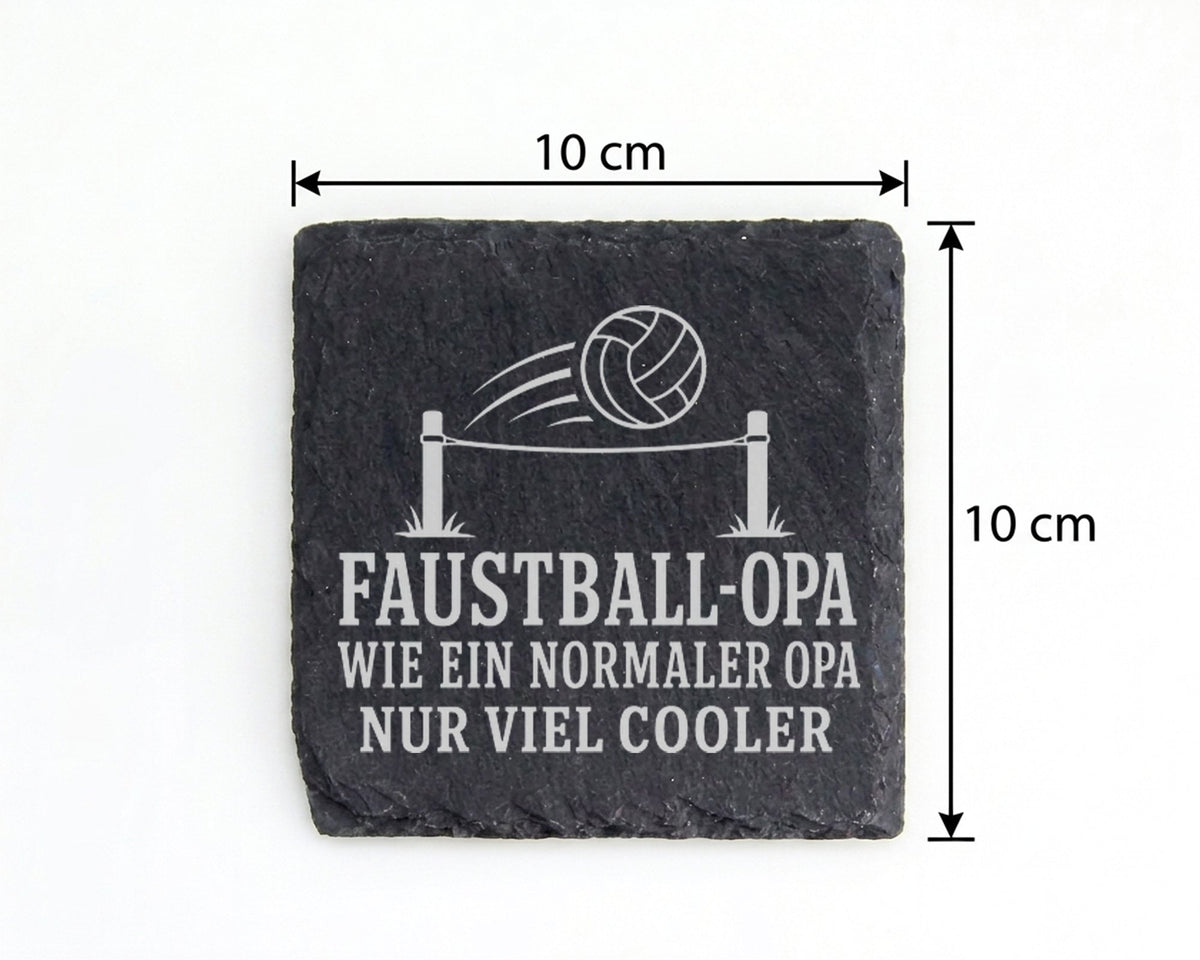 Schiefer Untersetzer Faustball Opa wie ein normaler nur viel cooler -  – Bild 4