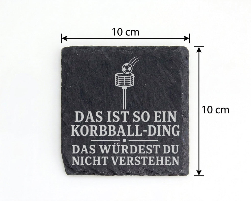 Schiefer Untersetzer Das ist so ein Korbball Ding - Geschenk für Spiel – Bild 4