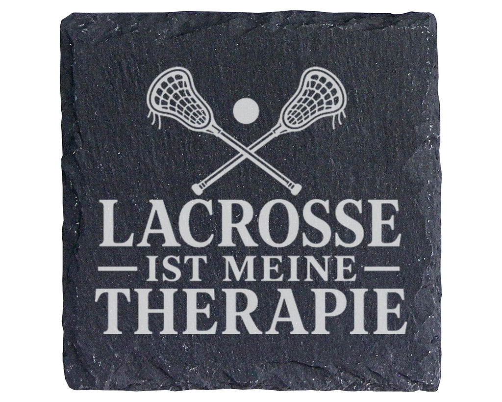 Schiefer Untersetzer Lacrosse ist meine Therapie - Geschenk für Spiele – Bild 1