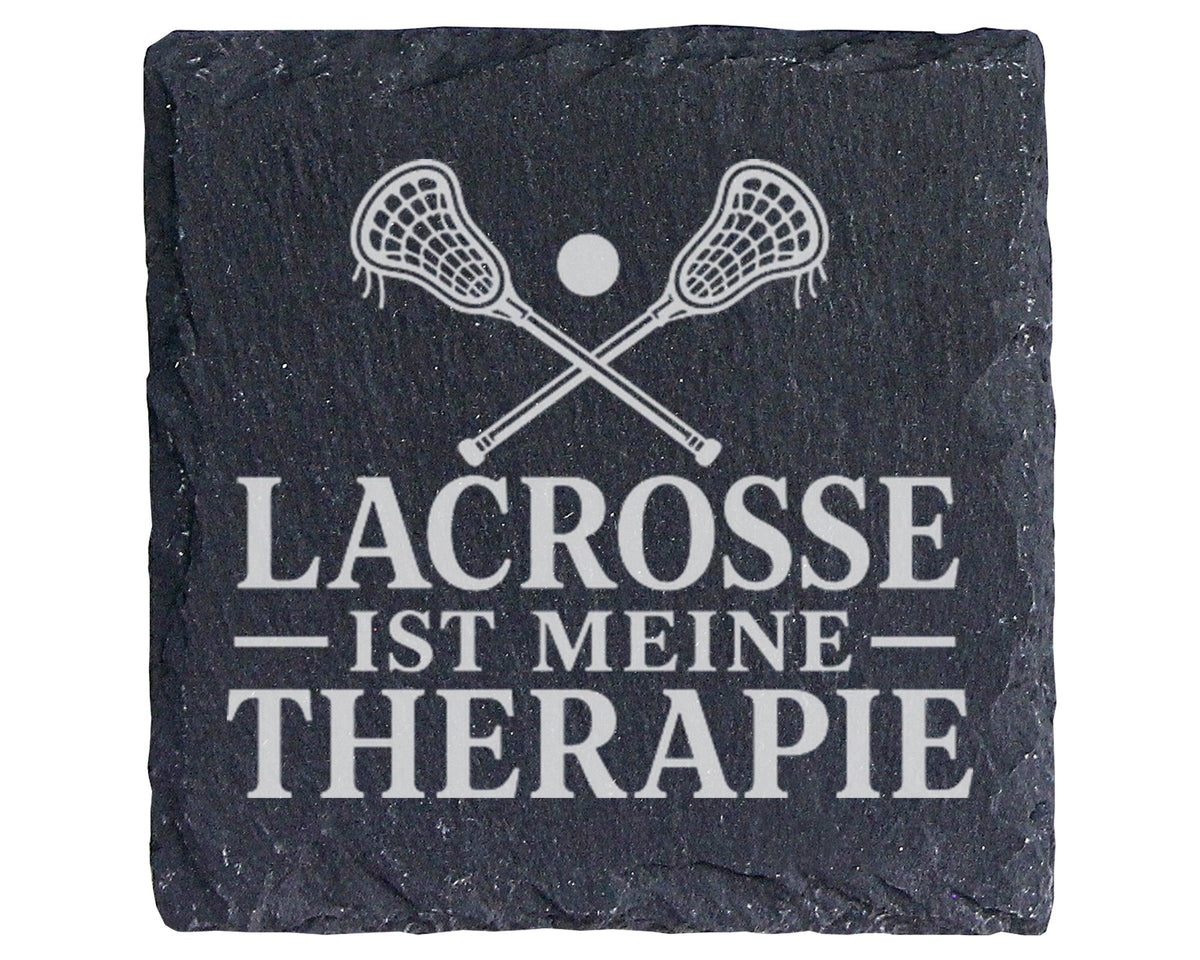 Schiefer Untersetzer Lacrosse ist meine Therapie - Geschenk für Spiele – Bild 1