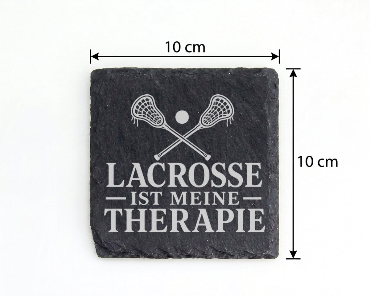 Schiefer Untersetzer Lacrosse ist meine Therapie - Geschenk für Spiele – Bild 4