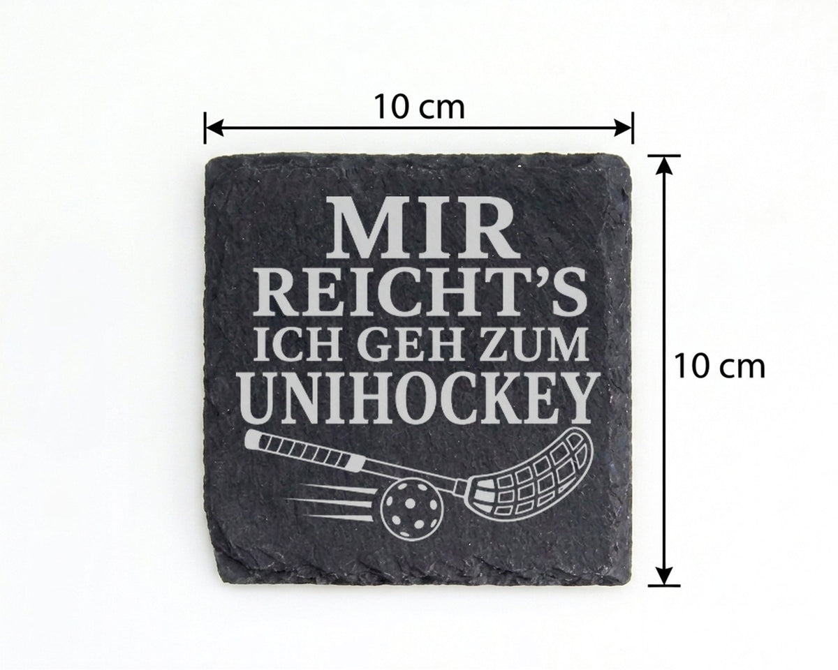 Schiefer Untersetzer Mir reichts ich geh zum Unihockey - Geschenk für  – Bild 4