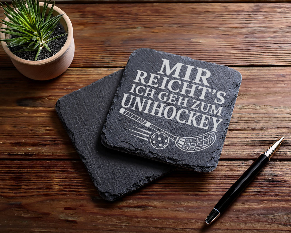 Schiefer Untersetzer Mir reichts ich geh zum Unihockey - Geschenk für  – Bild 5