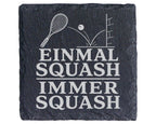 Schiefer Untersetzer Einmal Squash immer - Geschenk für Squashspieler  – Bild 1