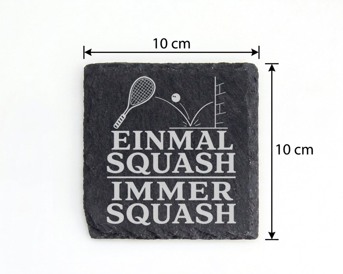 Schiefer Untersetzer Einmal Squash immer - Geschenk für Squashspieler  – Bild 4