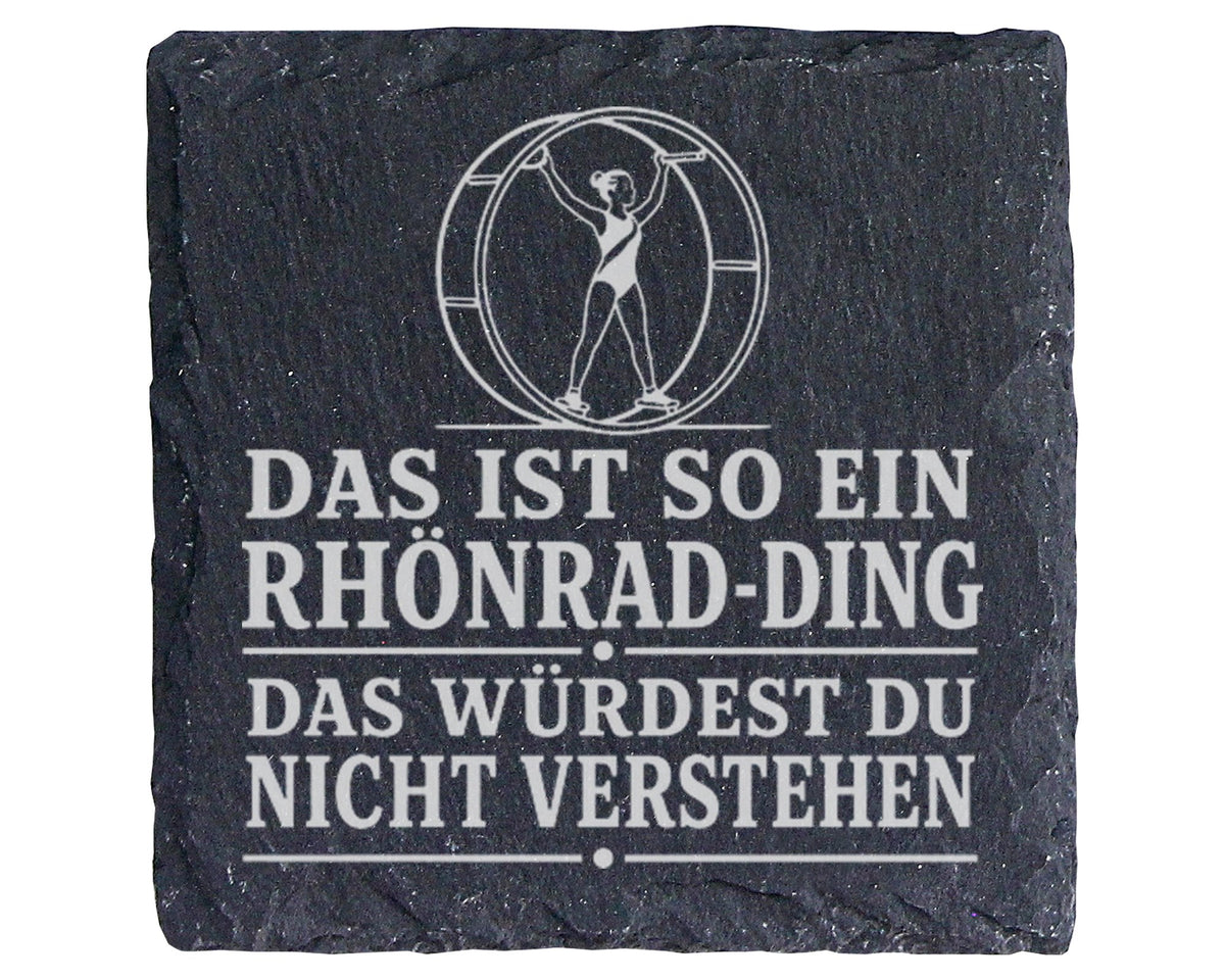 Schiefer Untersetzer Das ist so ein Rhönrad Ding - Geschenk für Turner – Bild 1