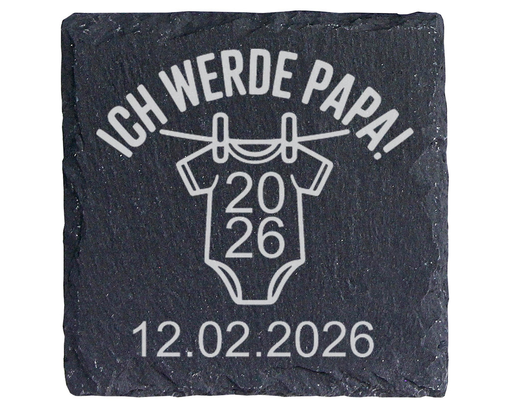 Schiefer Untersetzer Ich Werde Papa Spruch Personalisiert - Geschenk f – Bild 1