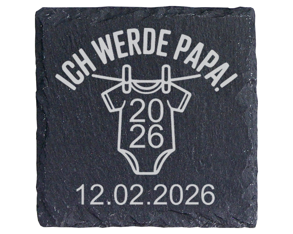 Schiefer Untersetzer Ich Werde Papa Spruch Personalisiert - Geschenk f – Bild 1