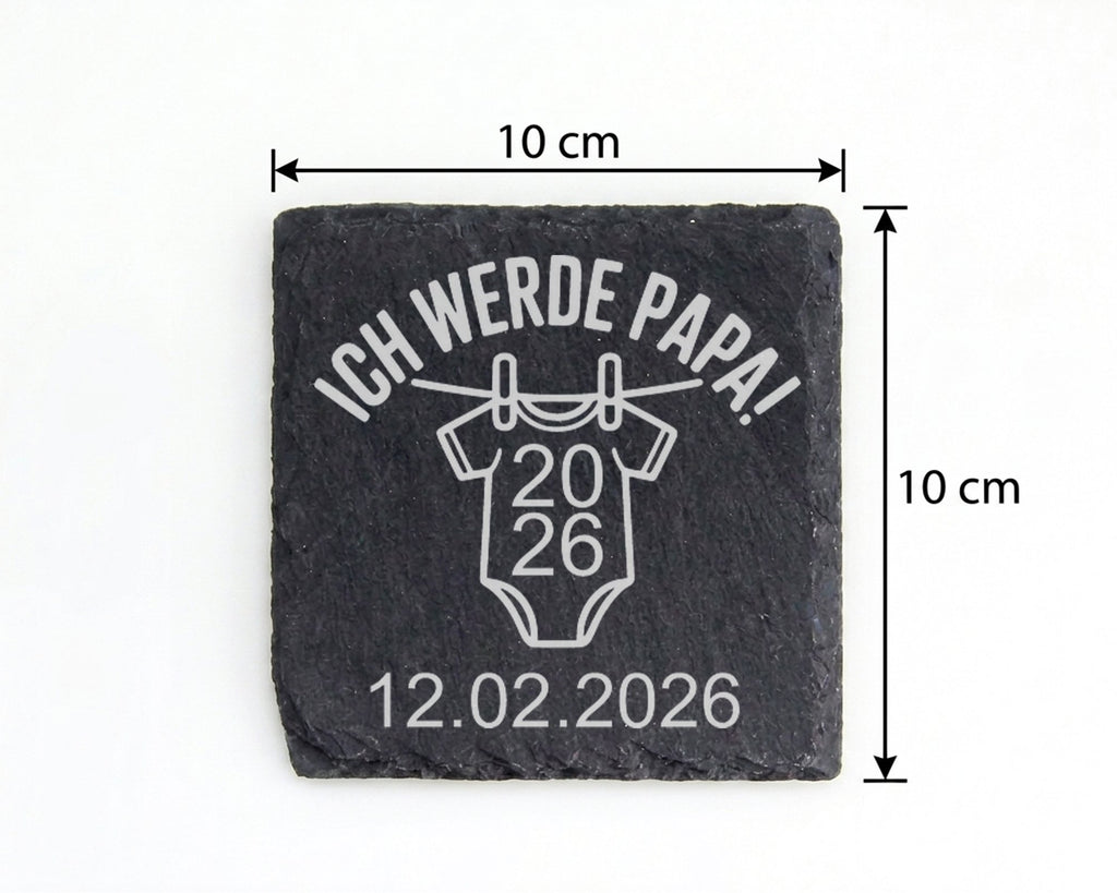 Schiefer Untersetzer Ich Werde Papa Spruch Personalisiert - Geschenk f – Bild 4