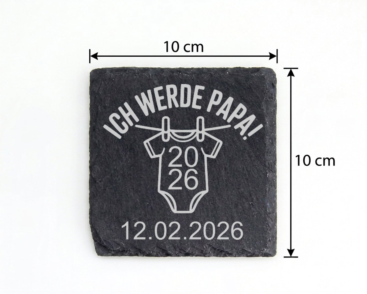 Schiefer Untersetzer Ich Werde Papa Spruch Personalisiert - Geschenk f – Bild 4