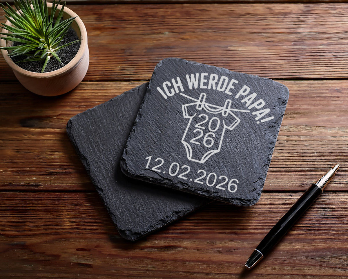 Schiefer Untersetzer Ich Werde Papa Spruch Personalisiert - Geschenk f – Bild 5