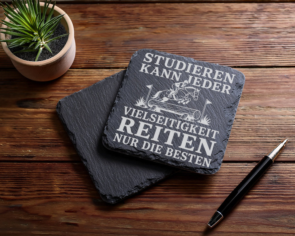 Schiefer Untersetzer Studieren kann jeder Vielseitigkeit reiten nur di – Bild 5