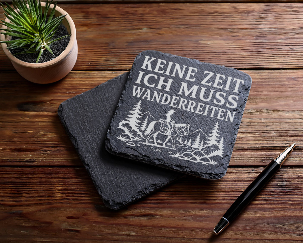 Schiefer Untersetzer Keine Zeit ich muss wanderreiten - Geschenk für R – Bild 5