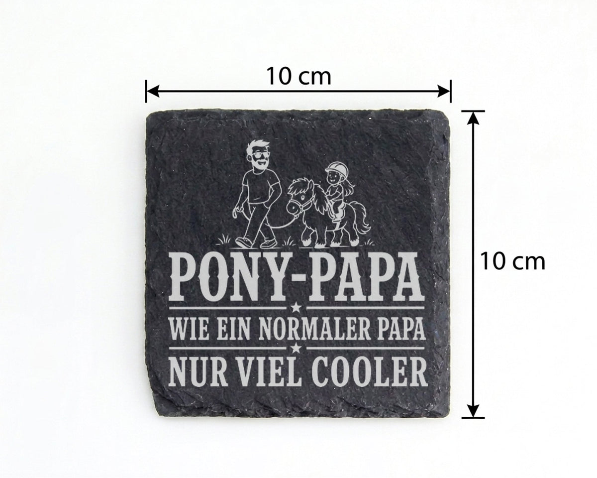 Schiefer Untersetzer Pony Papa wie ein normaler nur viel cooler - Gesc – Bild 4