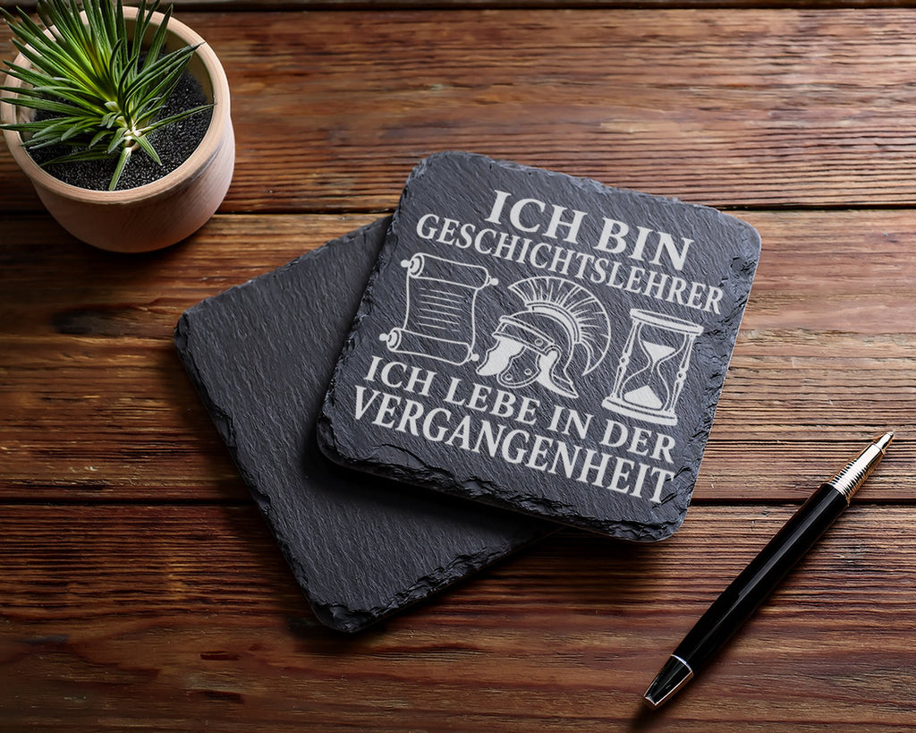 Schiefer Untersetzer Ich bin Geschichtslehrer und lebe in der Vergange – Bild 5