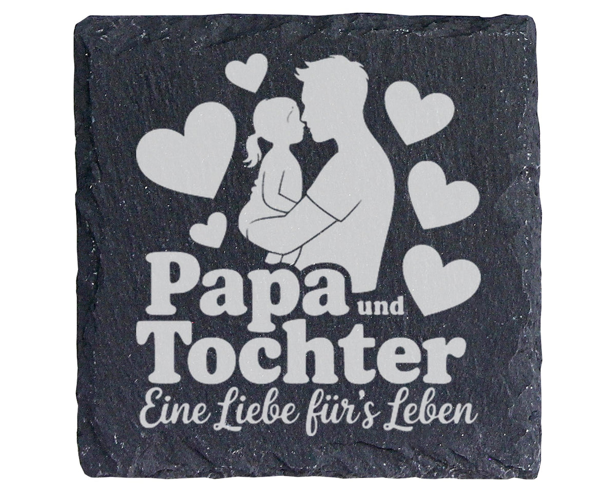 Schiefer Untersetzer Papa und Tochter Eine Liebe fürs Leben - Geschenk – Bild 1