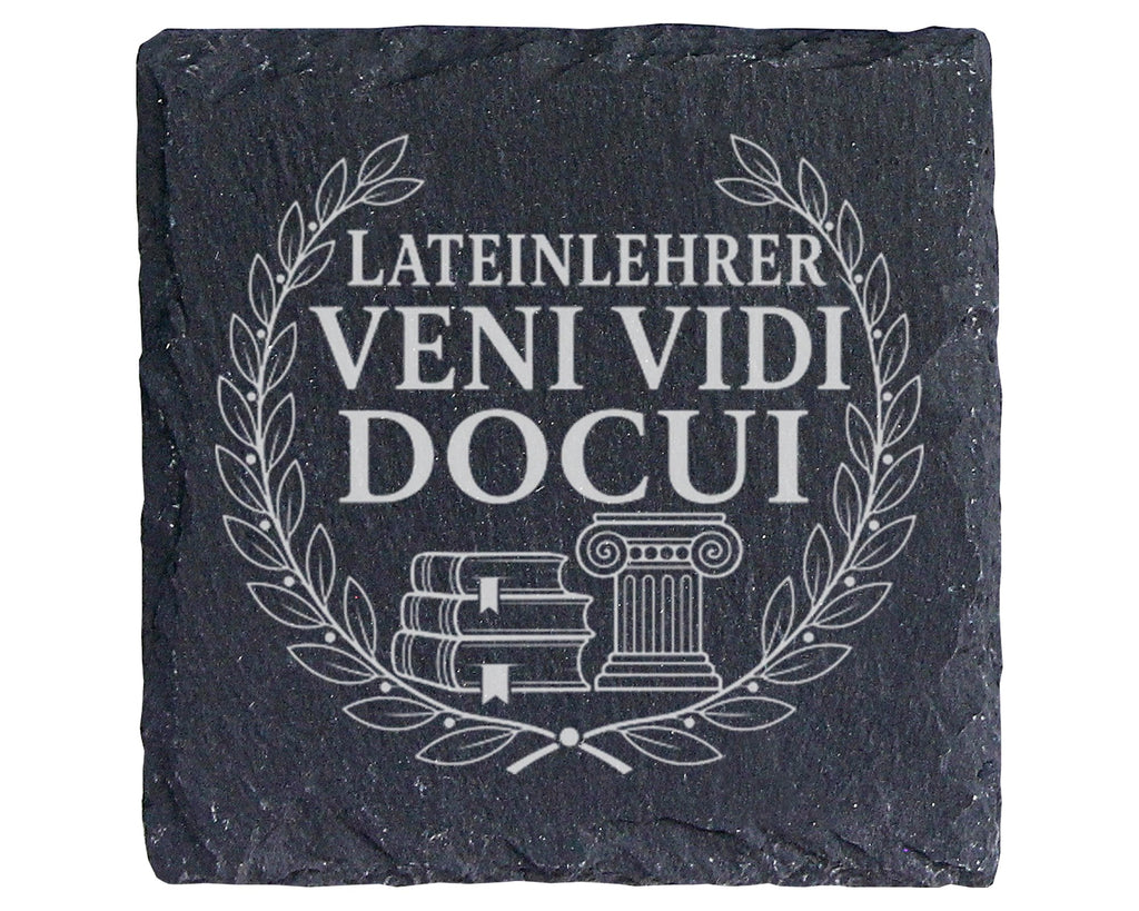 Schiefer Untersetzer Lateinlehrer Veni Vidi Docui - Lustiges Geschenk  – Bild 1