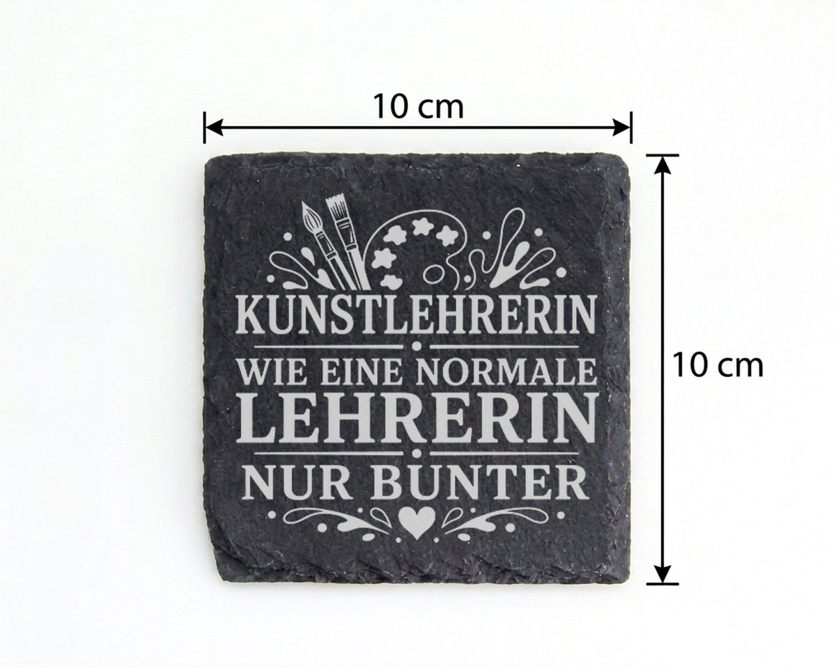 Schiefer Untersetzer Kunstlehrerin wie eine normale Lehrerin nur bunte – Bild 4
