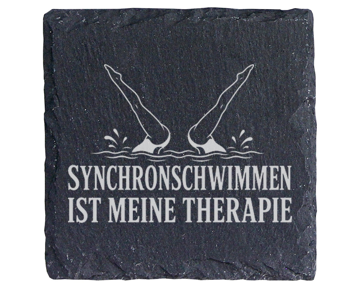 Schiefer Untersetzer Synchronschwimmen ist meine Therapie - Geschenk f – Bild 1
