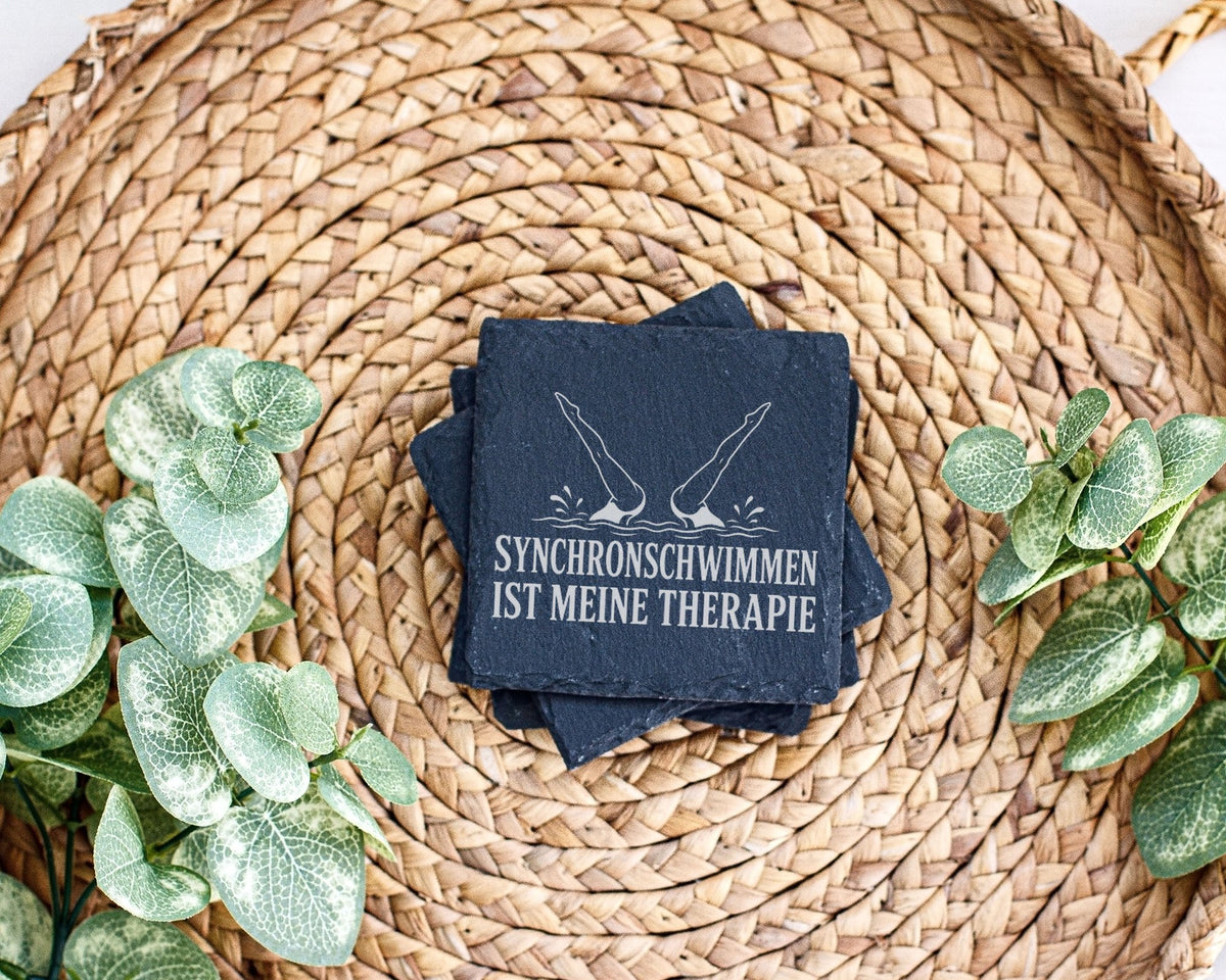 Schiefer Untersetzer Synchronschwimmen ist meine Therapie - Geschenk f – Bild 3