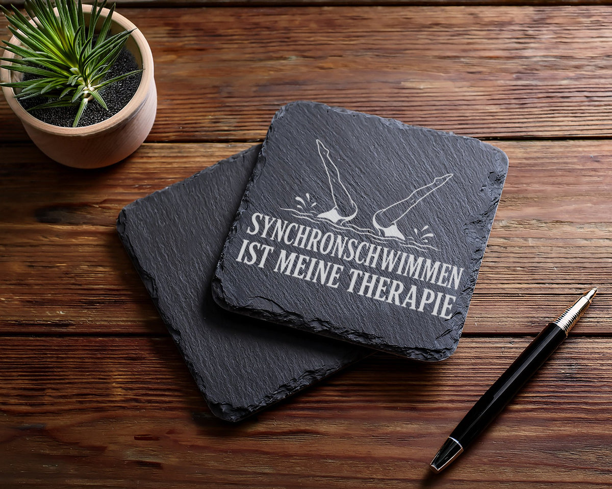 Schiefer Untersetzer Synchronschwimmen ist meine Therapie - Geschenk f – Bild 5