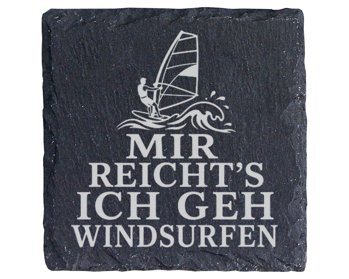 Schiefer Untersetzer Mir reichts ich geh windsurfen - Geschenk für Win – Bild 1