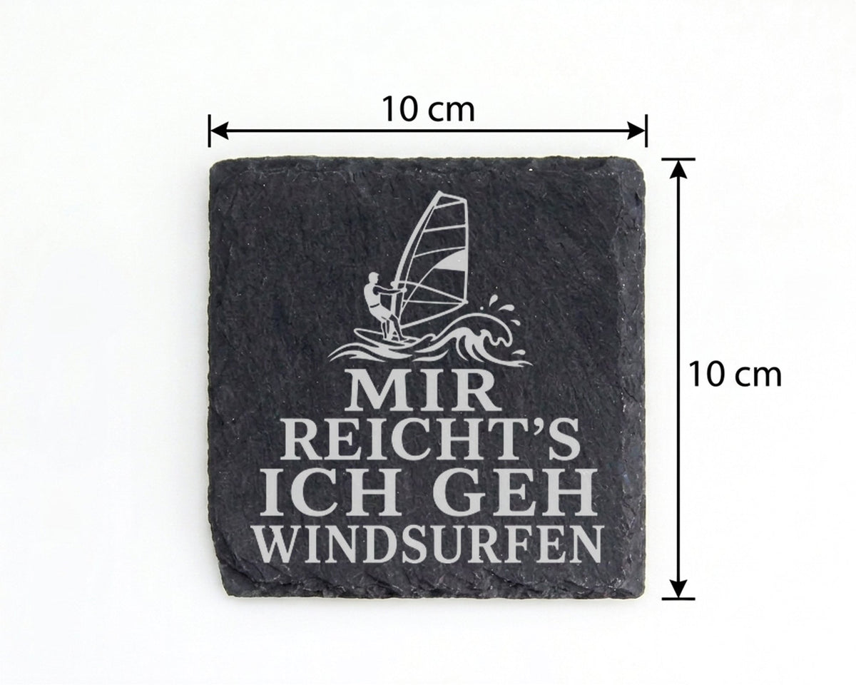 Schiefer Untersetzer Mir reichts ich geh windsurfen - Geschenk für Win – Bild 4