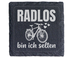 Fahrrad Untersetzer Schiefertafel, RADLOS bin ich selten Geschenk, Ges – Bild 1