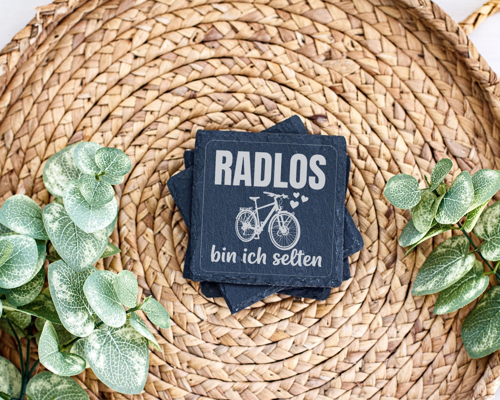 Fahrrad Untersetzer Schiefertafel, RADLOS bin ich selten Geschenk, Ges – Bild 3