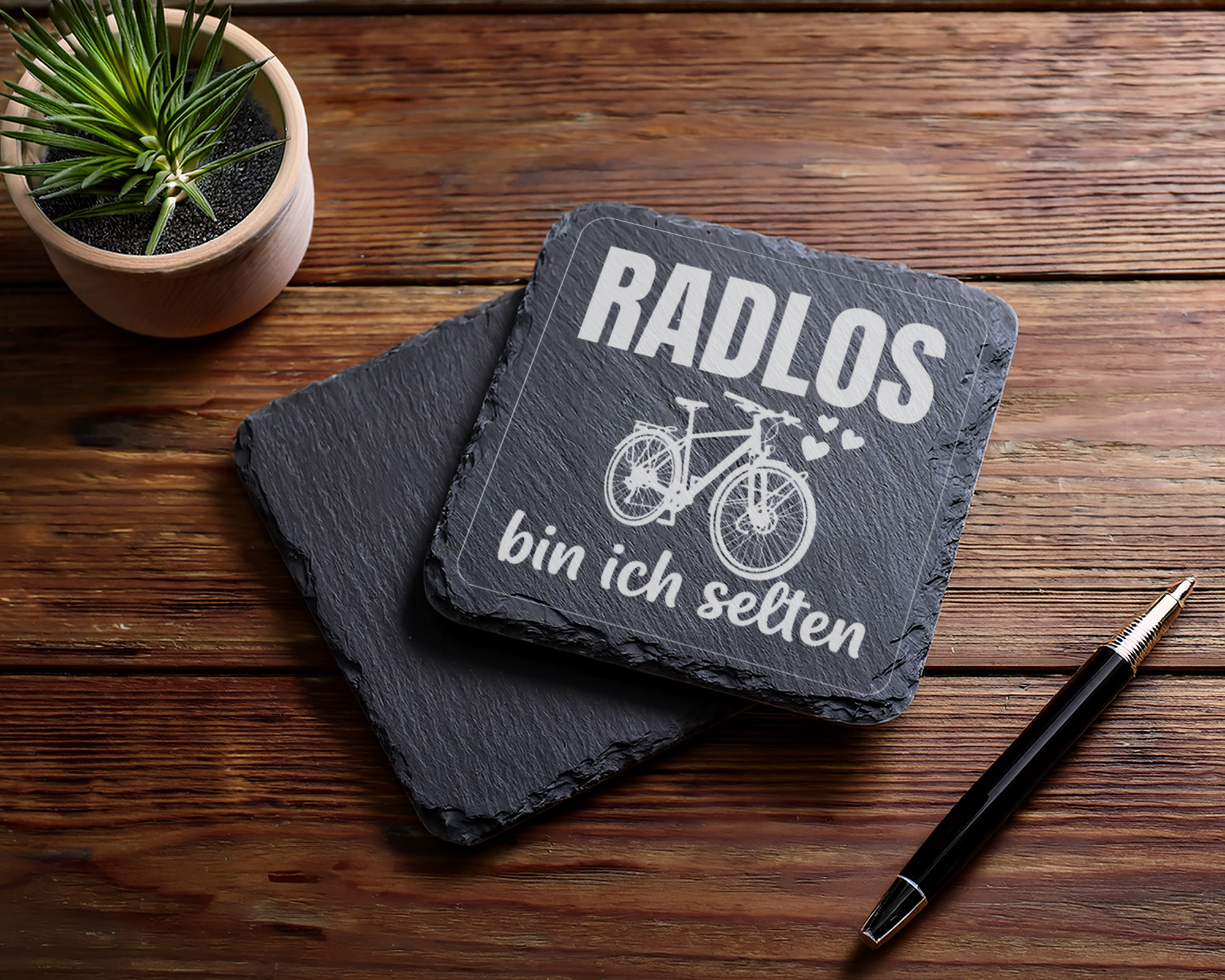 Fahrrad Untersetzer Schiefertafel, RADLOS bin ich selten Geschenk, Ges – Bild 5