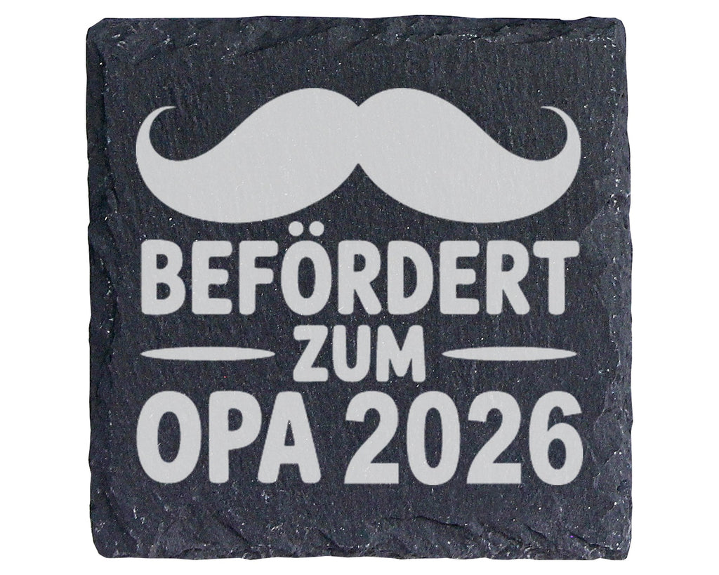 Schiefer Untersetzer Opa 2026 Beförderung Schnurrbart - Geschenk für w – Bild 1