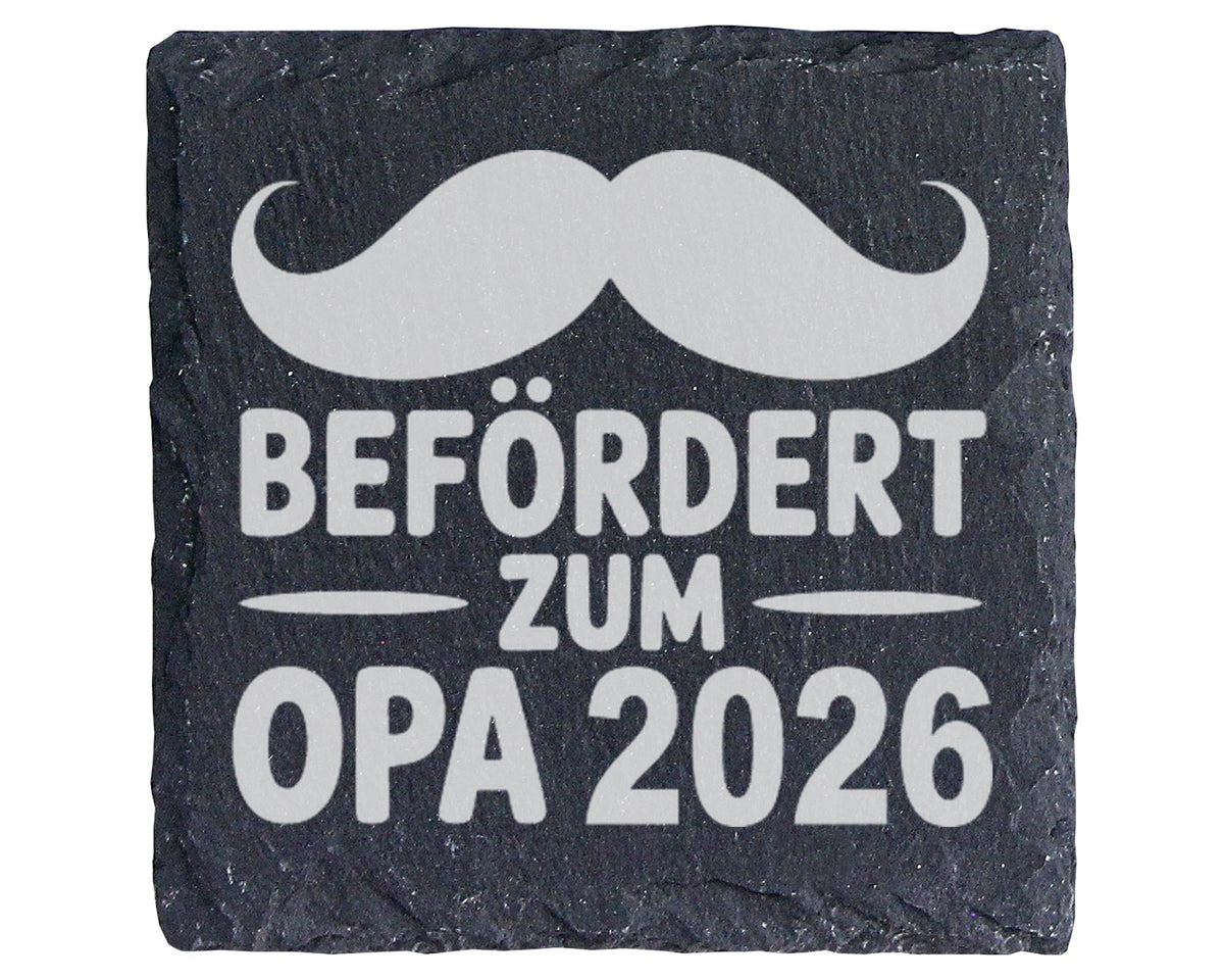 Schiefer Untersetzer Opa 2026 Beförderung Schnurrbart - Geschenk für w – Bild 1