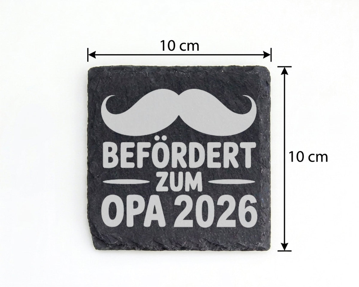 Schiefer Untersetzer Opa 2026 Beförderung Schnurrbart - Geschenk für w – Bild 4