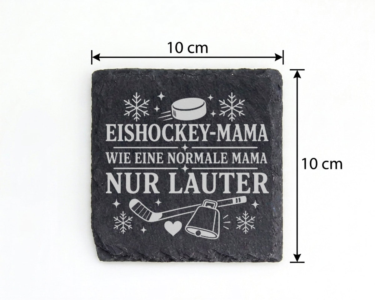 Schiefer Untersetzer Eishockey Mama wie eine normale nur lauter - Gesc – Bild 4