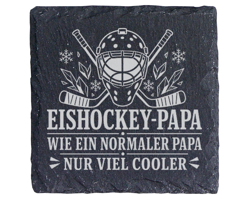 Schiefer Untersetzer Eishockey Papa wie ein normaler nur viel cooler - – Bild 1