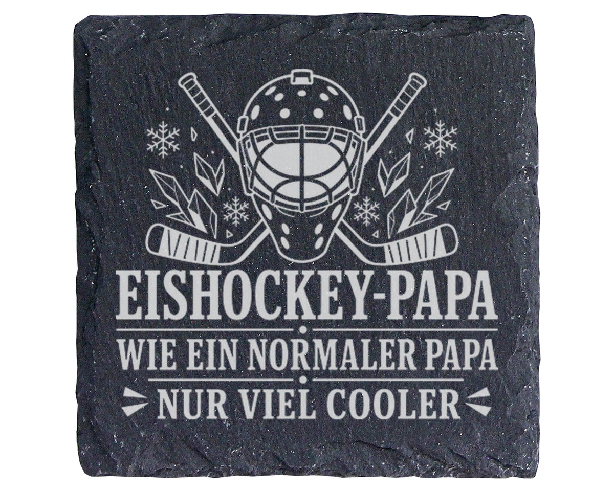 Schiefer Untersetzer Eishockey Papa wie ein normaler nur viel cooler - – Bild 1