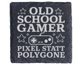 Schiefer Untersetzer Old School Gamer Pixel statt Polygone - Geschenk  – Bild 1