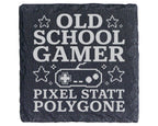 Schiefer Untersetzer Old School Gamer Pixel statt Polygone - Geschenk  – Bild 1