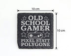 Schiefer Untersetzer Old School Gamer Pixel statt Polygone - Geschenk  – Bild 4