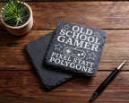 Schiefer Untersetzer Old School Gamer Pixel statt Polygone - Geschenk  – Bild 5