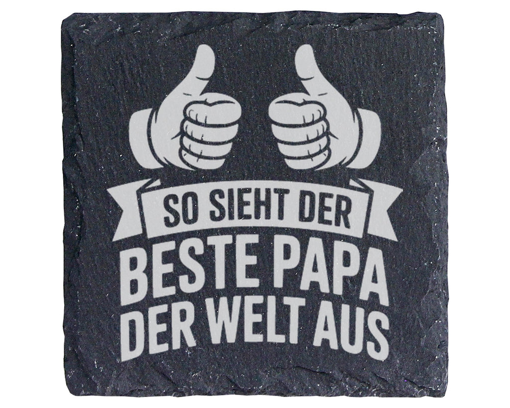 Schiefer Untersetzer So Sieht Bester Papa Welt Aus - Geschenk Für Väte – Bild 1