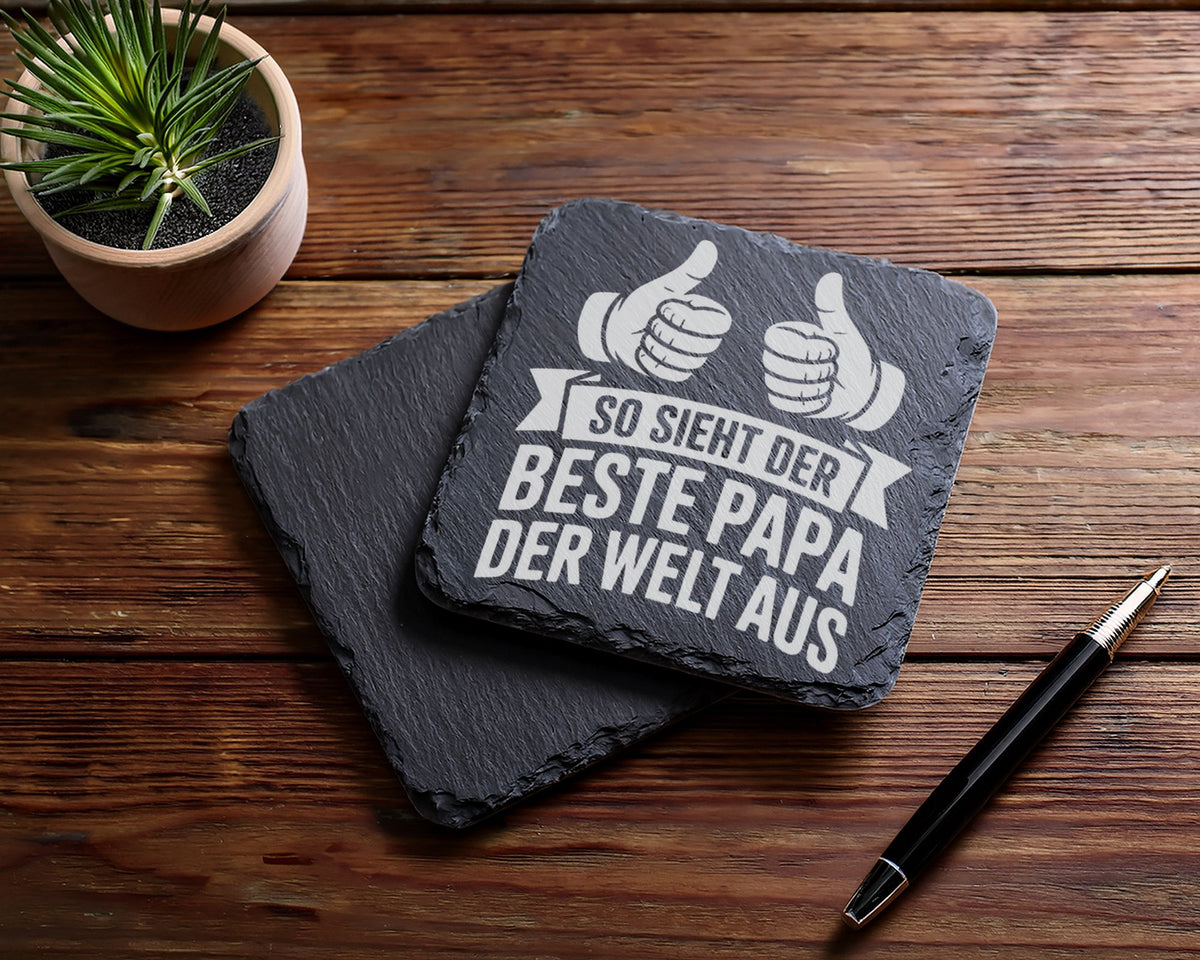 Schiefer Untersetzer So Sieht Bester Papa Welt Aus - Geschenk Für Väte – Bild 5