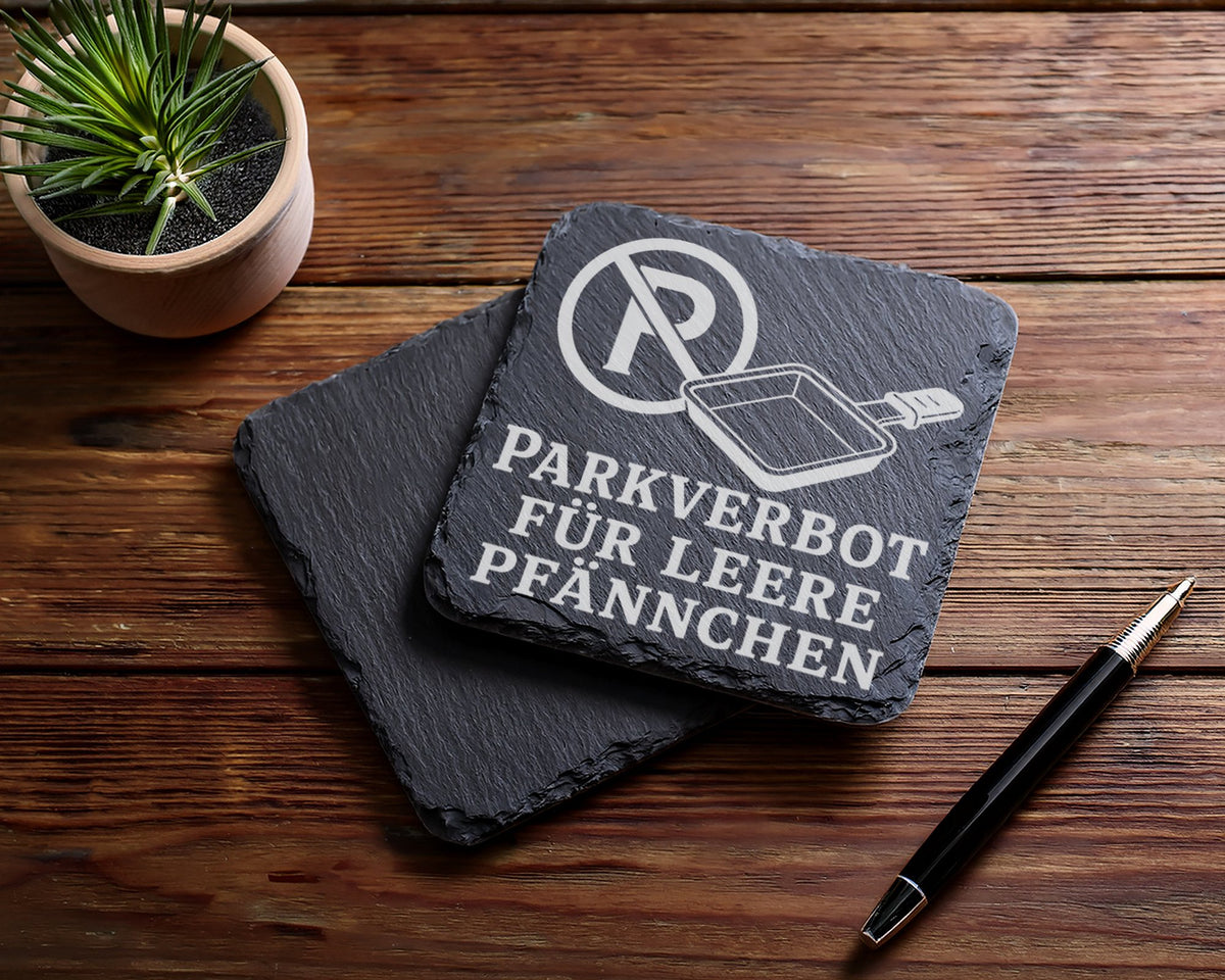 Parkverbot für leere Pfännchen - Raclette Untersetzer aus Schiefer - H – Bild 5