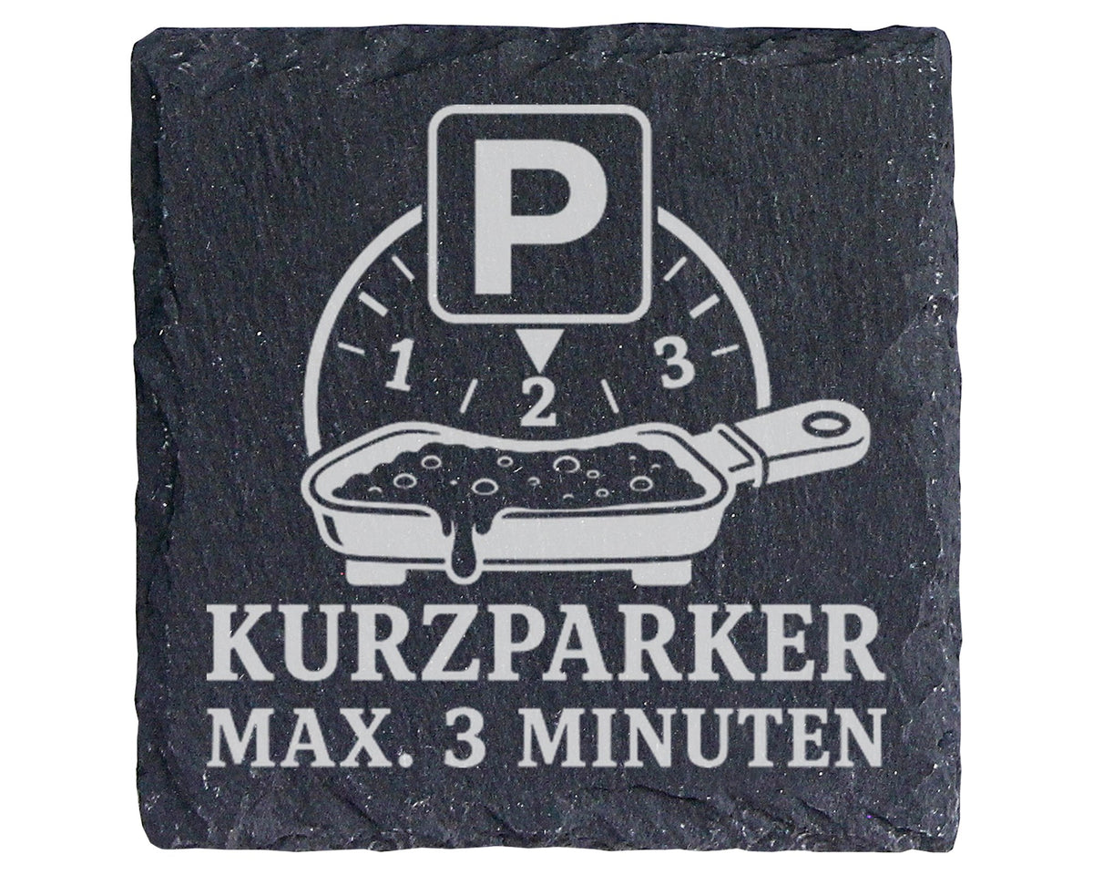 Kurzparker max. 3 Minuten - Raclette Untersetzer aus Schiefer - Pfännc – Bild 1