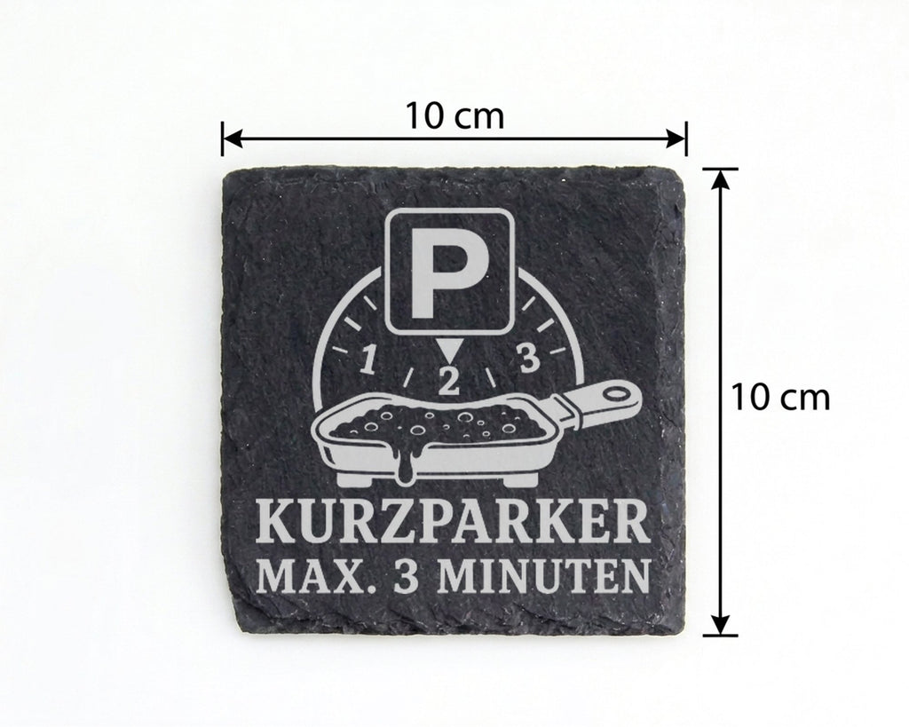 Kurzparker max. 3 Minuten - Raclette Untersetzer aus Schiefer - Pfännc – Bild 4