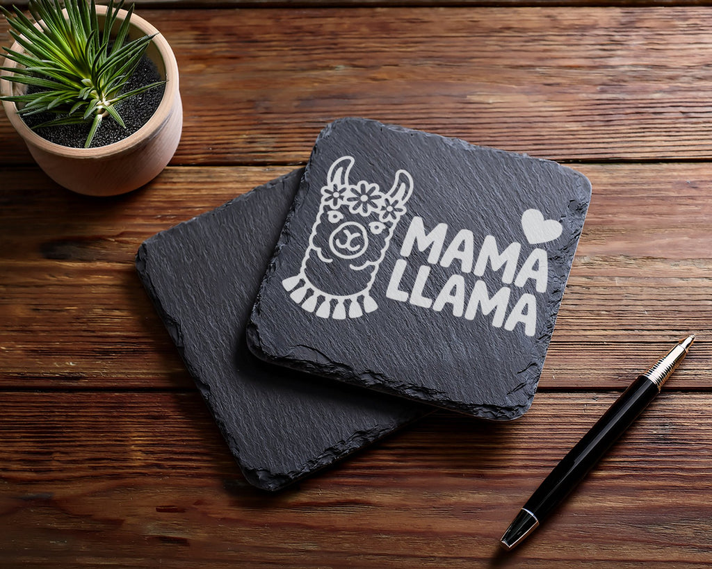 Schiefer Untersetzer Mama Llama Herz Motiv - Süßes Geschenk für Mutter – Bild 5